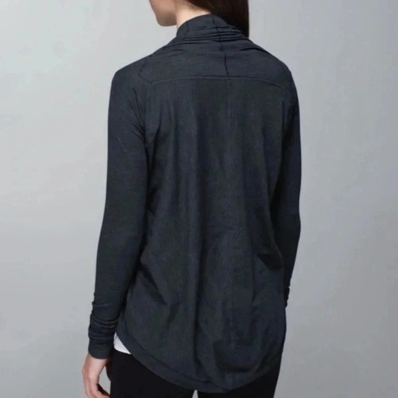 Lululemon Iconic Wrap Sweater Heathered Black Grey Size 6 - Picture 3 of 7